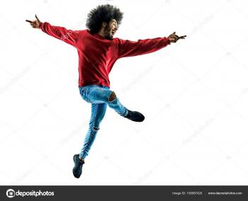 african man jumping happy silhouette isolated — Stock Photo ...