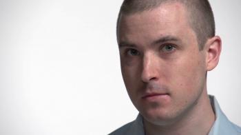 Caucasian man's face on white, smiling Stock Video Footage - Videoblocks