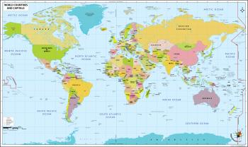 Map with Countries and Capitals