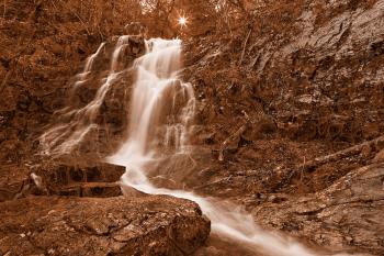 Marbled Sunset Waterfall - Sepia Nostalgia
