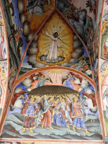 Medieval frescoes in the Rila Monastery.