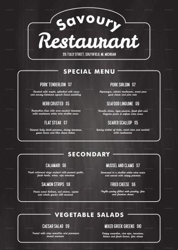 Chalkboard Restaurant Menu Design Template in PSD, Word, Publisher ...
