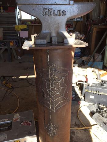 Iron Anvil Stand with welded drawing of a spider and web. | Things I ...