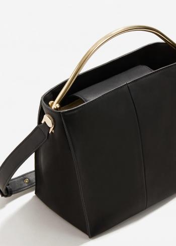 Lyst - Mango Metallic Handle Tote Bag in Black