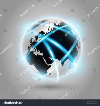 Shiny Modern Metallic World Globe Connections Stock Illustration ...