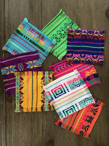 Mexican Fabric COCKTAIL napkins, Bulk Set of 6 tribal assorted ...