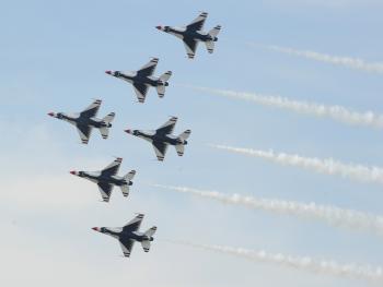 Stock Photo of Six Fighter Jets Flying In Formation