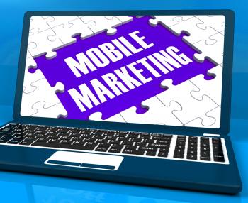 Mobile Marketing On Laptop Shows Online Marketing