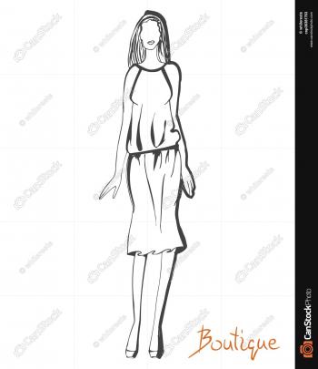 Stylized fashion model figure. Stylized ink fashion model... clip ...