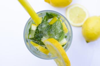 Mojito alcohol drink with mint and lemon