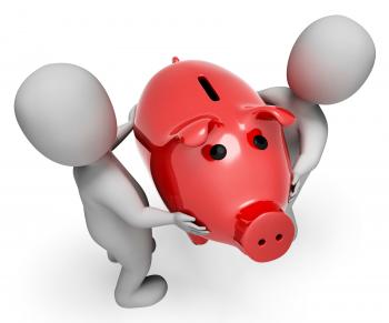 Money Save Indicates Piggy Bank And Finances 3d Rendering