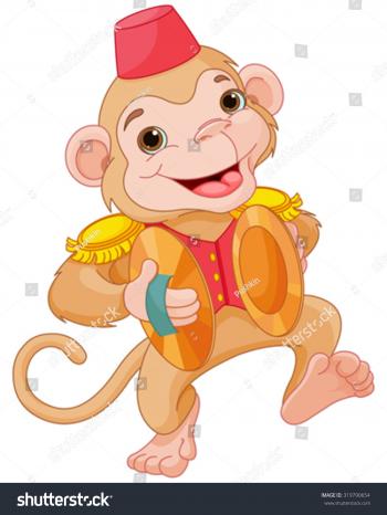 Illustration Cute Monkey Playing Percussion Hand Stock Vector ...