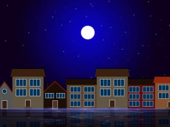 Moon Night Indicates Astronomy House And Residential
