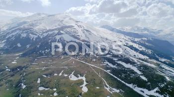 Nature scenery mountain summit snow pastures cloudy sky horizon ...