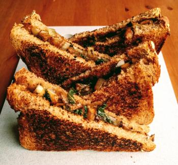 Mushroom Onion And Spinach Sandwich Recipe | Cooking Healthy