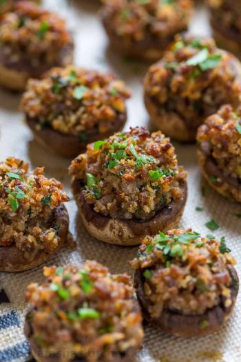 Sausage Stuffed Mushrooms Recipe - NatashasKitchen.com