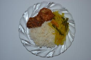 Nasi campur with fried rice