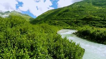 mountain lake scenery. panoramic nature aerial view Stock Video ...