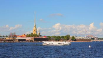 Neva river in the historical center of Saint-Petersburg, Russia ...