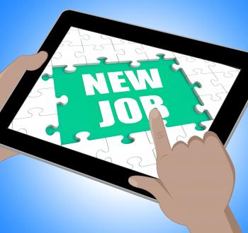New Job Tablet Shows Changing Jobs Or Employment