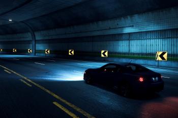 Night drive in tunnel