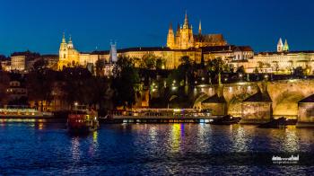 Prague. View of Prague Castle at night