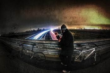 Night ride on fisheye