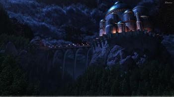 Castle Night Scene Wallpaper