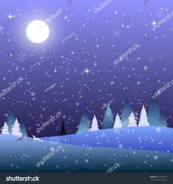 Night Scene Winter Landscape Full Moon Stock Vector 515730151 ...