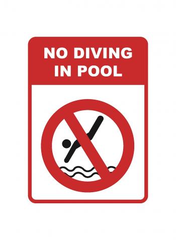 No Diving In Pool" Caution Swimming Pool Sign – iCandy-Products.com