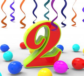 Number Two Party Shows Birthday Celebration Or Party
