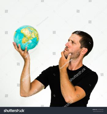 Closeup Undecided Caucasian Man Observing World Stock Photo (100 ...