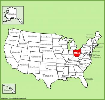Ohio location on the U.S. Map ﻿