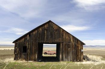 File:View of truck through an old barn.jpg - Wikimedia Commons
