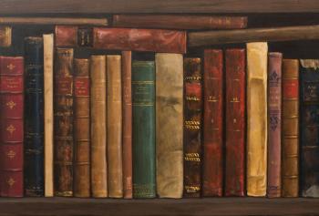 Saatchi Art: Old books Painting by Juan Manuel Álvarez Cebrián