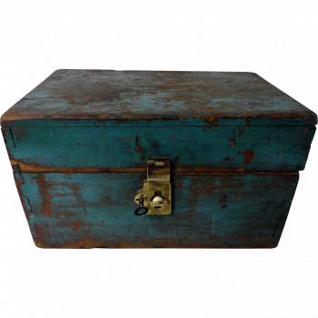 Small 19th C. Tool Box in Old Blue Paint : 14 E King | Ruby Lane