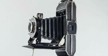 Old Camera Prontor Black Chrome Body Rotating 30 Fps Photojpg Stock ...