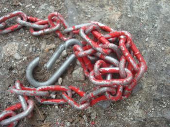 Old red metal chain