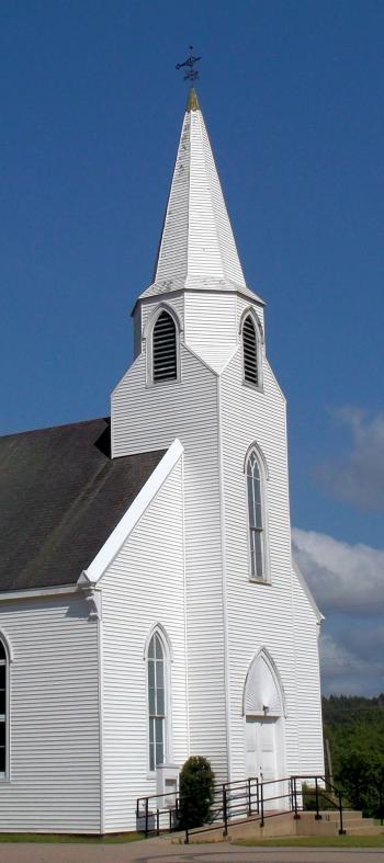 Small Country Church 3: steeple of an old white clapboard Baptist ...