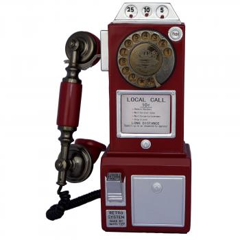 Vintage Red Phone Rotary Dial Retro Pay Telephone Old Fashioned Gift ...