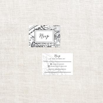 Vintage Map Wooden Wedding Invitations - Sail and Swan Studio