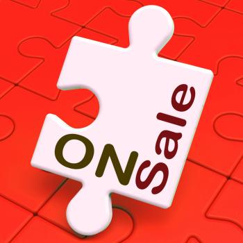 On Sale Puzzle Shows Reduction Savings Or Discounts