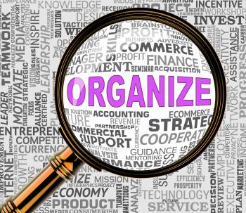 Organize Magnifier Shows Arranged Management 3d Rendering