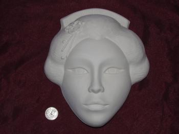 Ceramic Bisque Oriental Woman Face Mask Wall Hanging U-Paint ~ Ready ...