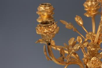 A PAIR OF LARGE 19TH CENTURY FRENCH ORMOLU AND WHITE MARBLE SIX ...