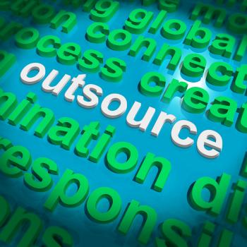 Outsource Word Cloud Shows Subcontract And Freelance