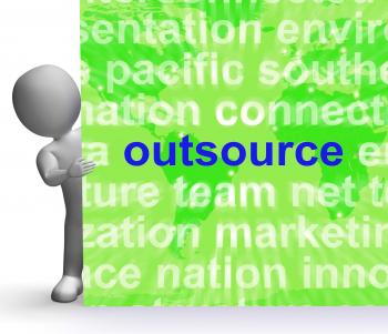 Outsource Word Cloud Sign Shows Subcontract And Freelance
