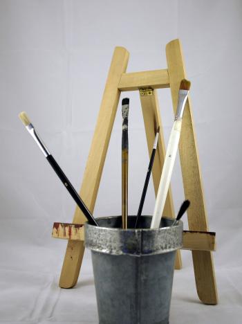 Paint brushes and display easel