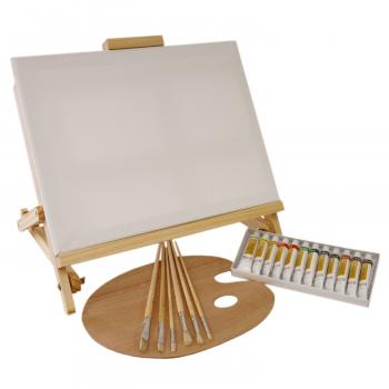 US Art Supply 21-Piece Oil Painting Set with Table Easel, Canvas, 12 ...