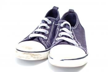 Pair of blue and white sneakers